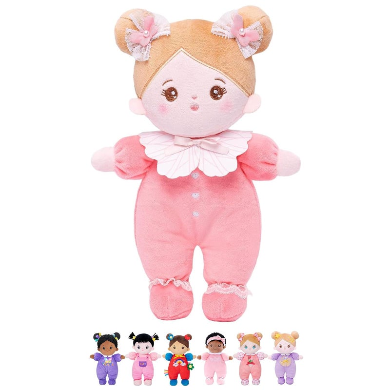 OUOZZZ Soft Baby Doll 10 First Birthday Toys for 1 Year Old Girl Ideal 1 Year Old Girl Gifts Baby Girl Gifts Snuggle Buddy for Infants Pink Bow - Image 2