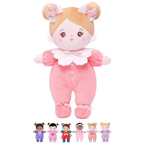 OUOZZZ Soft Baby Doll 10 First Birthday Toys for 1 Year Old Girl Ideal 1 Year Old Girl Gifts Baby Girl Gifts Snuggle Buddy for Infants Pink Bow - Image 1
