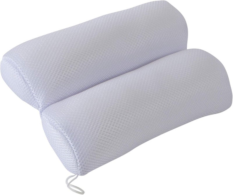 Bath Bliss Bath Bliss, Suction Cups, Powerful Gripping, Machine Washable, Spa Experience, Breathable Ultra Comfort Dual Chamber Bath Pillow, 11"x 7.5"x 2.75", White 