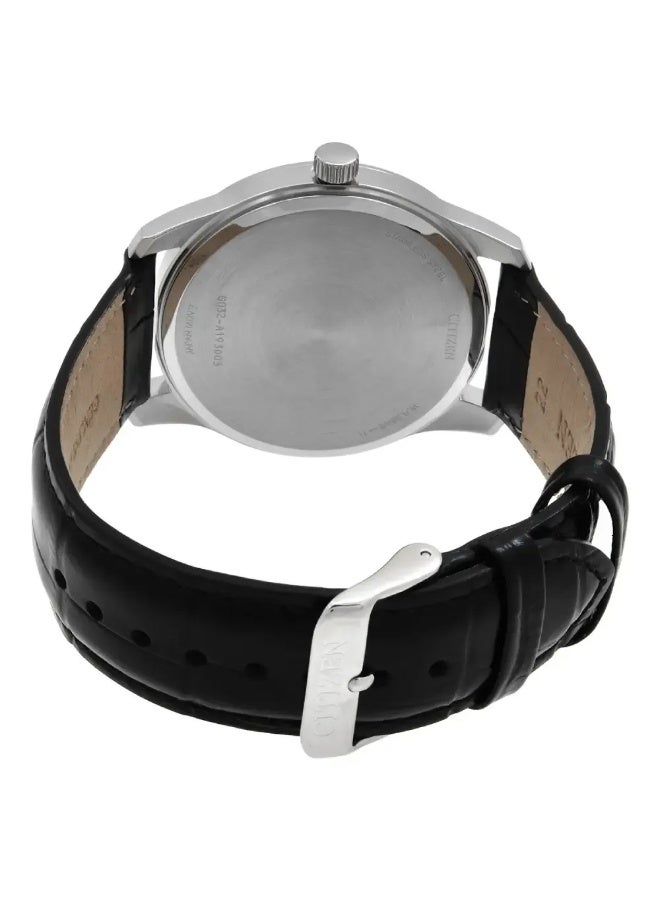 CITIZEN Classic Analog Men’s Watch BH5001-05H, 42 mm Black Dial, Silver Stainless Steel Case & Black Leather Strap, 30 m WR - Image 3