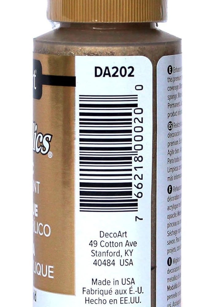 DecoArt Dazzling Metallics Acrylic Paint in Champagne Gold - 2 Ounces - Image 2