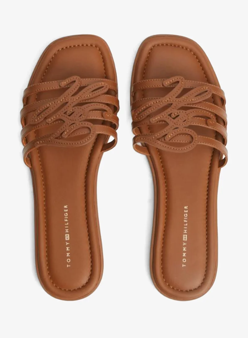 Logo Strap Leather Mules
