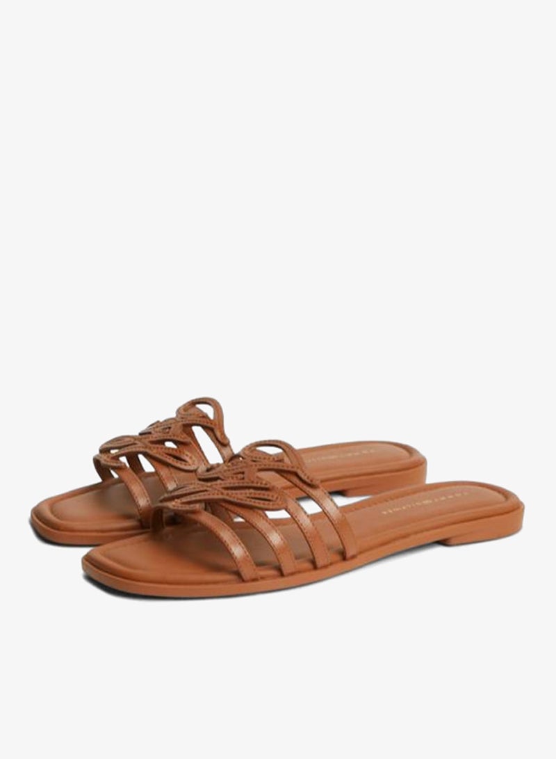 TOMMY HILFIGER Logo Strap Leather Mules - Image 4