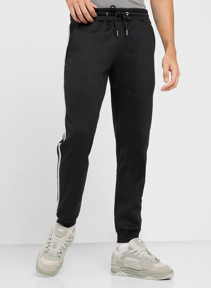 Seventy Five Basics Essential Fleece Side Stripe Cuffed Joggers  - Image 1