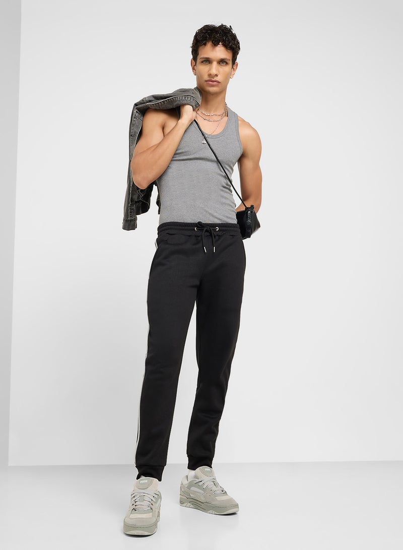 Seventy Five Basics Essential Fleece Side Stripe Cuffed Joggers  - Image 2