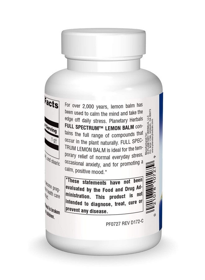 Planetary Herbals Lemon Balm Full Spectrum 500mg, Natural Calm and Rest, 120 Capsules - Image 2