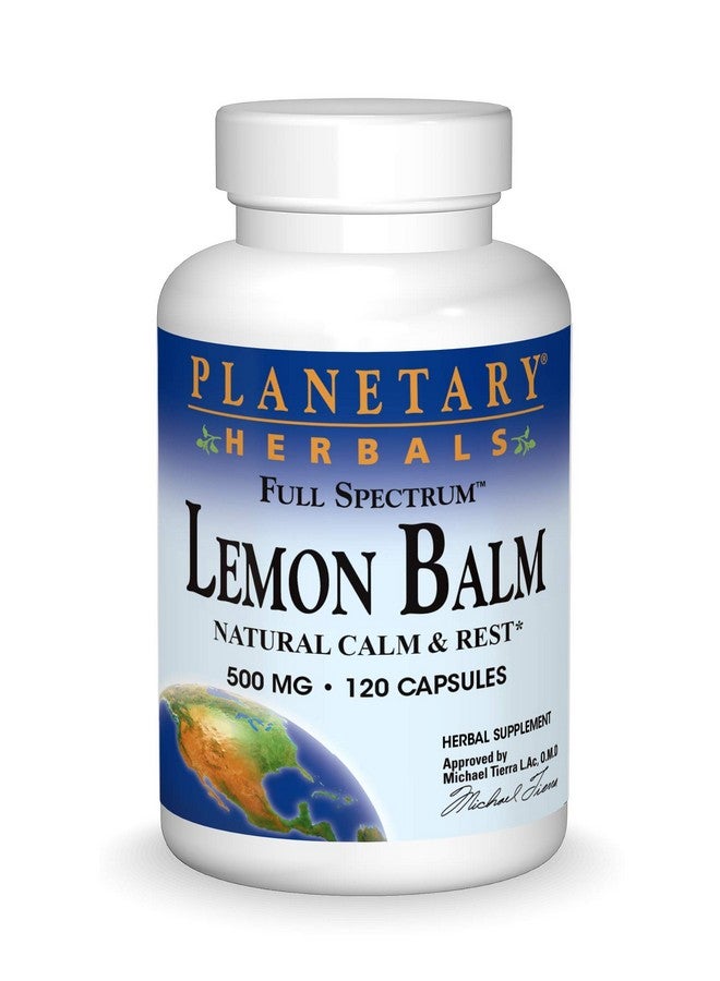 Planetary Herbals Lemon Balm Full Spectrum 500mg, Natural Calm and Rest, 120 Capsules - Image 1