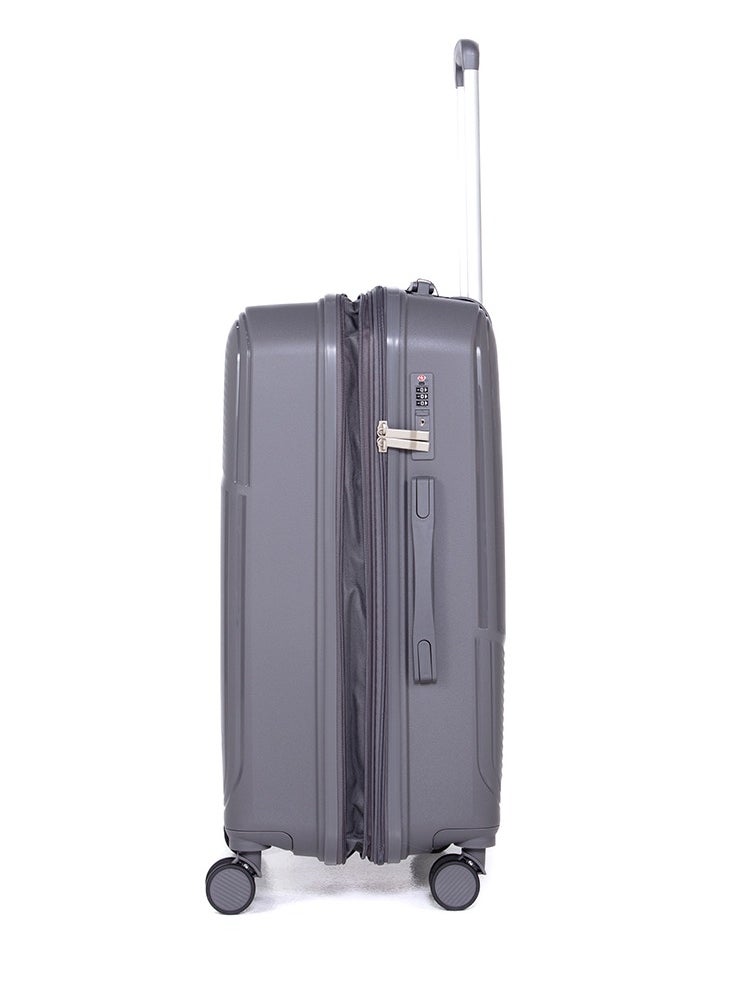 H.T H.T Luggage Bag Set of 3 Pcs, Hard Case Polypropylene (PP) Material, Matching Color Suitcase, 8x360 Degree Spinner Wheels, Expandable Trolley, Telescopic Handle, TSA Lock, SKU HT13405 - Grey  - Image 2