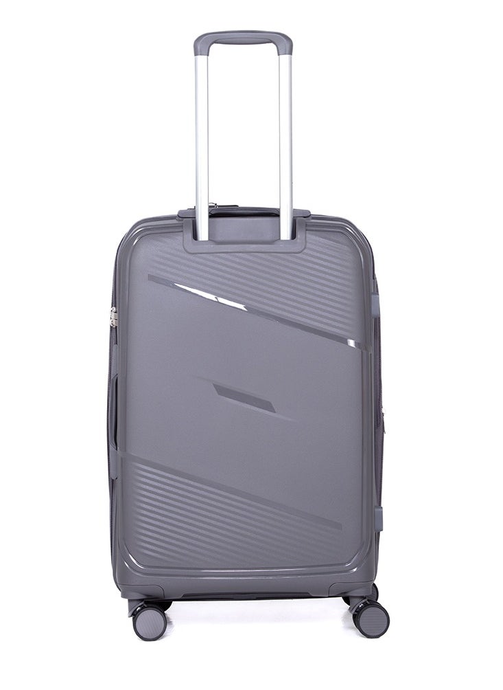 H.T H.T Luggage Bag Set of 3 Pcs, Hard Case Polypropylene (PP) Material, Matching Color Suitcase, 8x360 Degree Spinner Wheels, Expandable Trolley, Telescopic Handle, TSA Lock, SKU HT13405 - Grey  - Image 3