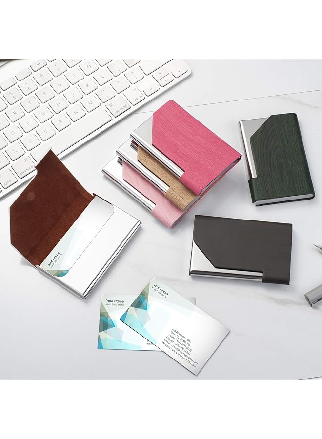 erorex Business Card Holder For Women And Men Business Card Case Pu Leather Business Card Case Credit Card Id Case Wallet Pocket Business Name Card Holder With Magnetic Shut Keep Cards Secure - Image 2