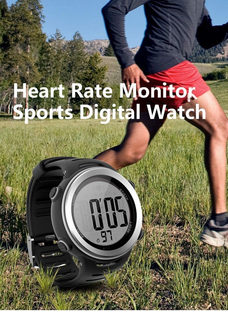 Y&D Heart Rate Monitor and Chest Strap, Exercise Monitor, Sports Watch with HRM, Waterproof, Stopwatch, Hourly Chime T007, Black - Image 2