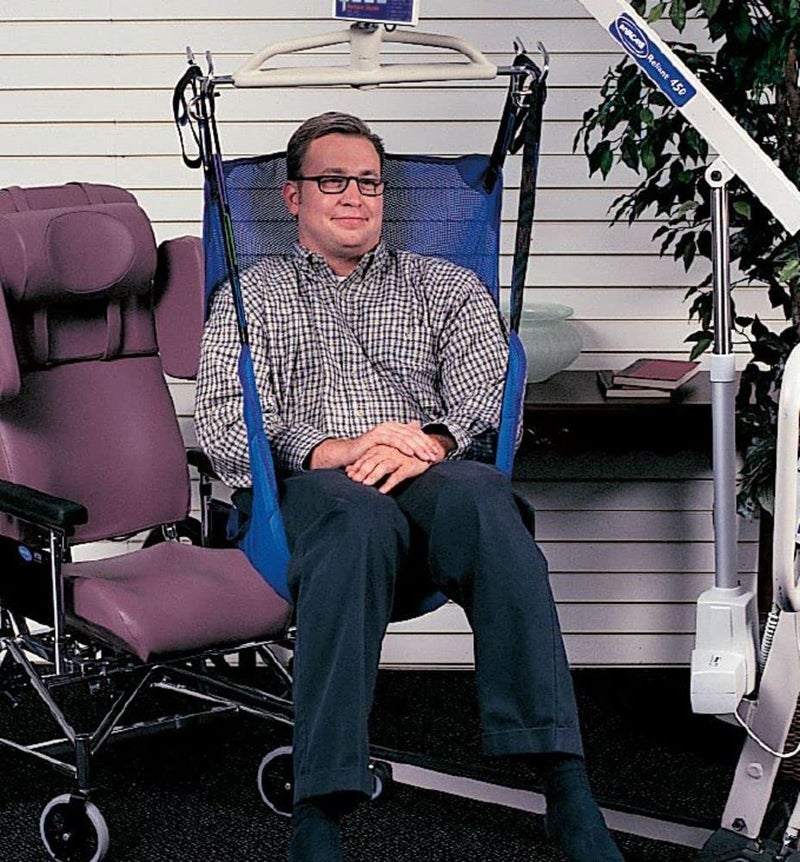 Invacare R114 Full Body Sling with Commode Opening for Patient Lift, Medium, Polyester, Purple/Blue - Image 4