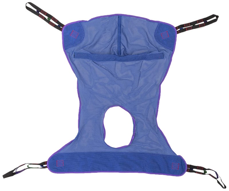 Invacare R114 Full Body Sling with Commode Opening for Patient Lift, Medium, Polyester, Purple/Blue - Image 1