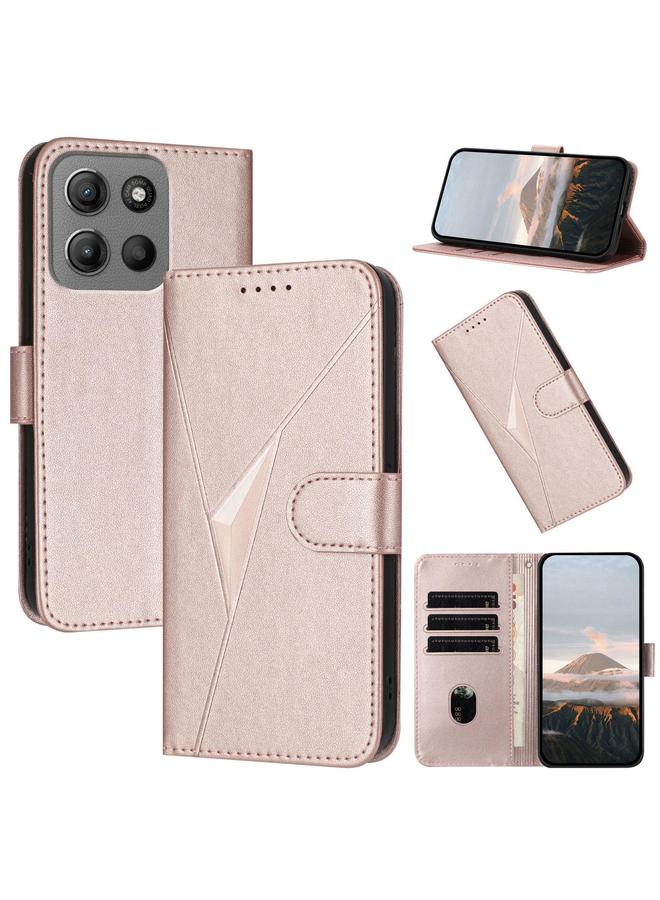 erorex Case For Motorola Moto G15 Triangle Pattern Buckle Clasp Leather Phone Case - Image 1