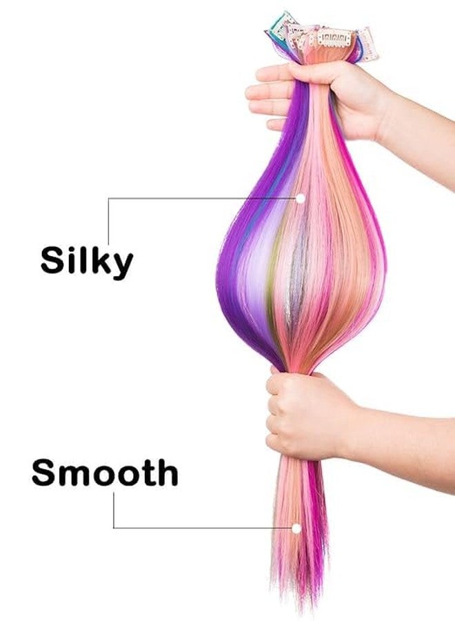 ZEPOLI 20 Inches Hair Extension In Multicolour Long And Straight Highlights, Colorful Hair Accessories For Girls Dress Up, Party, Festival, Gift [10 Pieces] - Image 3