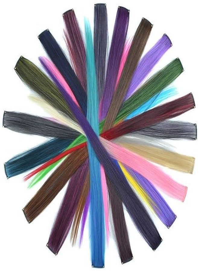 ZEPOLI 20 Inches Hair Extension In Multicolour Long And Straight Highlights, Colorful Hair Accessories For Girls Dress Up, Party, Festival, Gift [10 Pieces] - Image 2