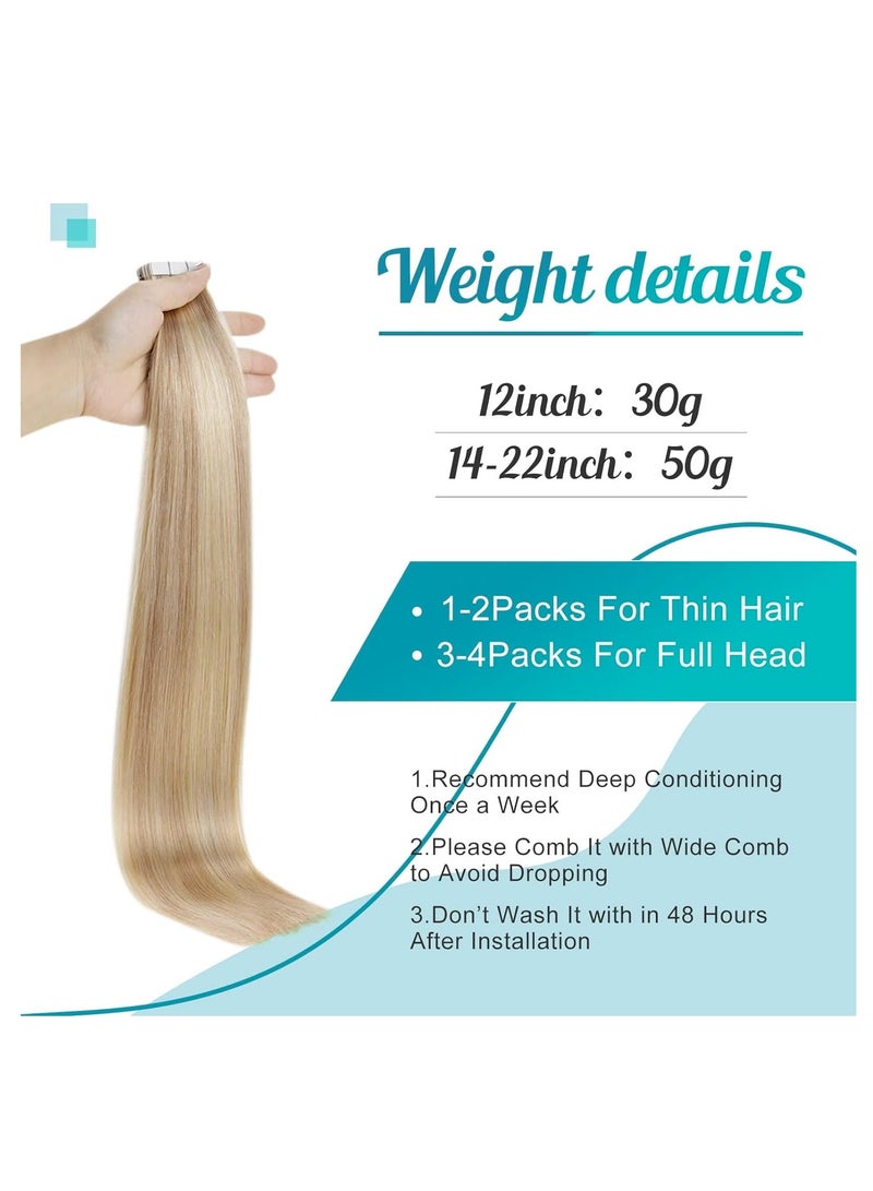 إستيل شريط تمديد شعر طبيعي في وصلات شعر ريمي بشري غير ملحوم بشريط طبيعي مستقيم في وصلات شعر (بني فاتح - أشقر) - Image 4