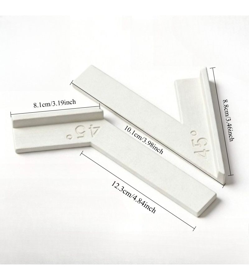 2Pcs White 45 Degree Woodworking Angle Rulers Precision Marking And Cutting Tool - Image 3