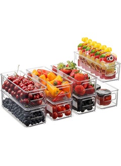 Arabest 8 Pack Plastic Food Storage Bins - Refrigerator Organizer with Handles for Pantries, Refrigerators, Kitchens, Countertops, Cabinets - Clear Plastic Bpa-Free Food Storage Shelves  - Image 1