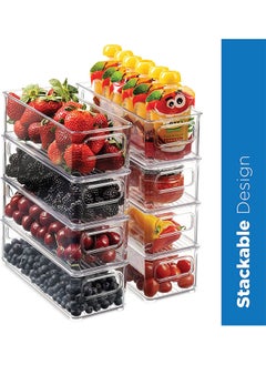 Arabest 8 Pack Plastic Food Storage Bins - Refrigerator Organizer with Handles for Pantries, Refrigerators, Kitchens, Countertops, Cabinets - Clear Plastic Bpa-Free Food Storage Shelves  - Image 3