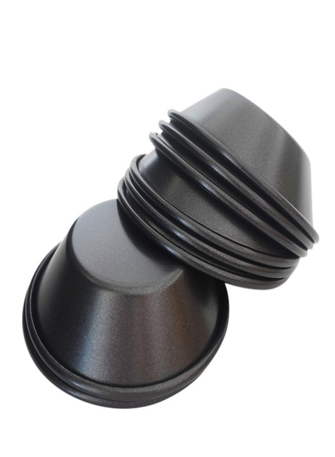 Proshopping 3 Inch Tart Pan, Carbon Steel Pastel De Nata Tins, Nonstick Egg Tart Molds, Mini Round Quiche and Pie Pan for Tartlet, Cupcake, Pudding, Muffin Baking - 8Pcs, Black - Image 1