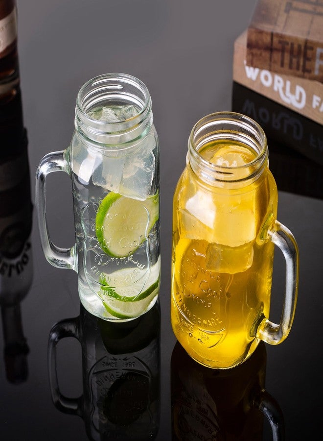 QWEZXO 24 OZ Mason Jar Drinking Glasses for Party Beverages Materials and Jars with Comfortable Handle Easy to Clean in the Dishwasher 4Pack - Image 2