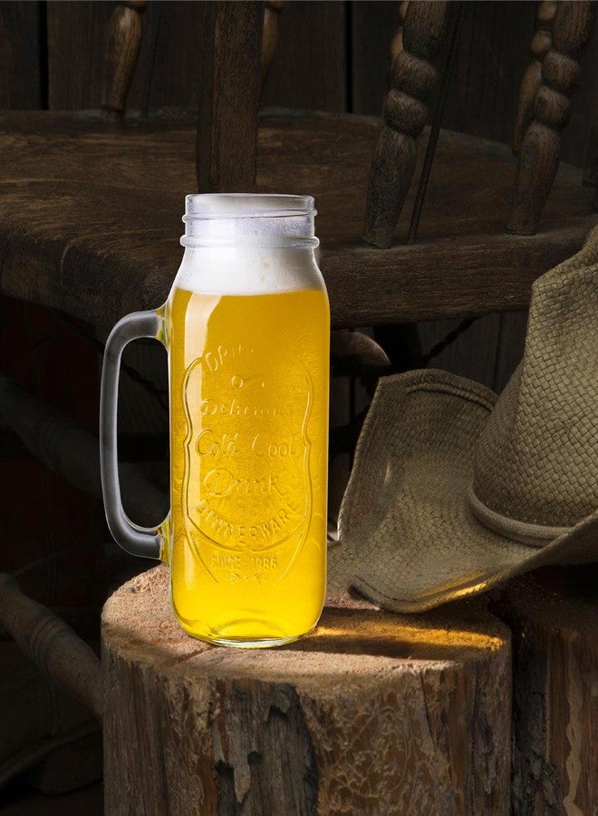 QWEZXO 24 OZ Mason Jar Drinking Glasses for Party Beverages Materials and Jars with Comfortable Handle Easy to Clean in the Dishwasher 4Pack - Image 3