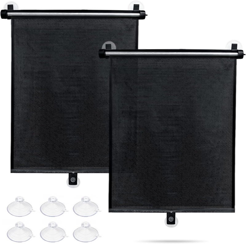 Sfee Car Window Shade for Side Windows, 2 Pack Sun Shade Retractable for Car Blocks Heat and UV Rays Glare Protection Roller Sunshade Visor for Baby, Kids, Pets, Passengers - Image 1