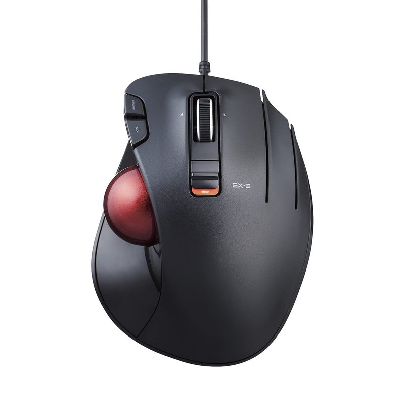 ELECOM EX-G Wired Trackball Mouse, Ergonomic Thumb Control, Smooth Tracking Roller Ball, 5 Programmable Buttons, Tilt Scroll, Computer Mice for PC Mac - Image 1