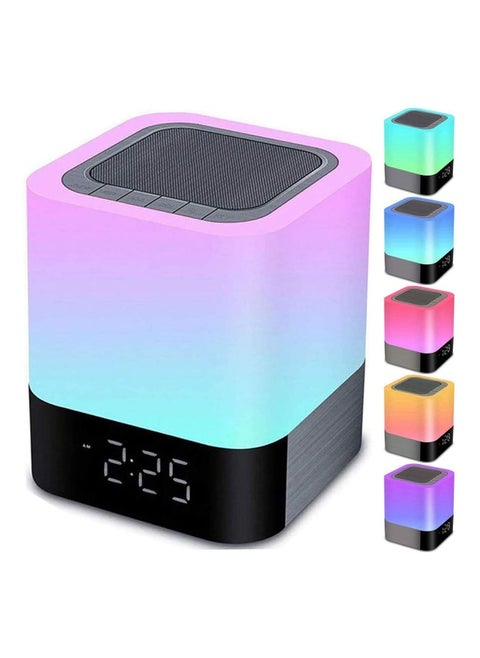 Night Light Bluetooth Speaker, Alarm Clock Bluetooth Speaker Touch Sensor Bedside Lamp Dimmable Multi Colour Changing Bedside Lamp
