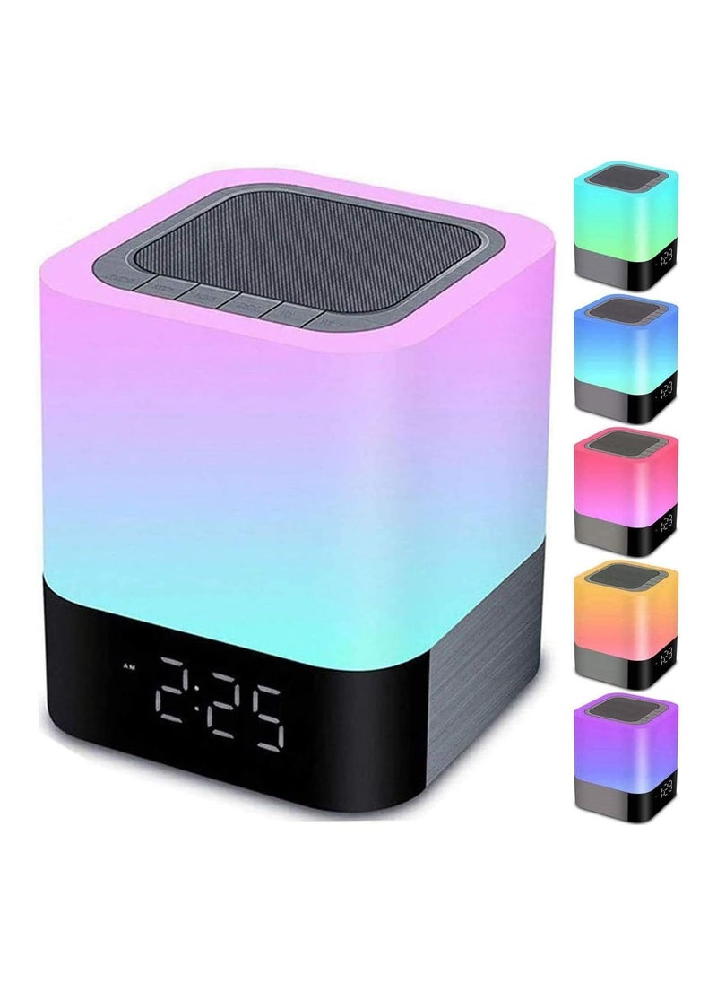 General - Night Light Bluetooth Speaker, Alarm Clock Bluetooth Speaker Touch Sensor Bedside Lamp Dimmable Multi Colour Changing Bedside Lamp - Image 1