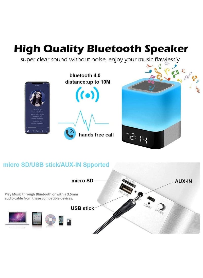 General - Night Light Bluetooth Speaker, Alarm Clock Bluetooth Speaker Touch Sensor Bedside Lamp Dimmable Multi Colour Changing Bedside Lamp - Image 1