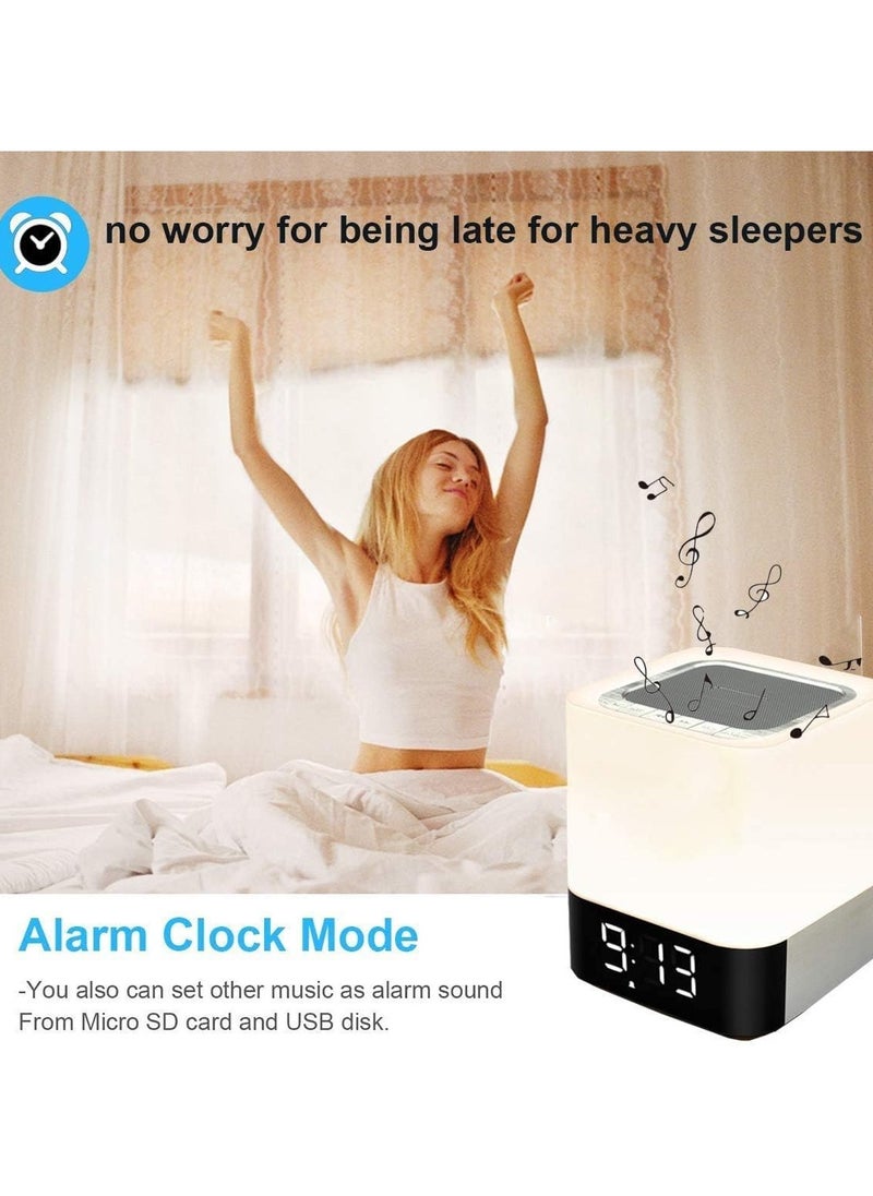 General - Night Light Bluetooth Speaker, Alarm Clock Bluetooth Speaker Touch Sensor Bedside Lamp Dimmable Multi Colour Changing Bedside Lamp - Image 1