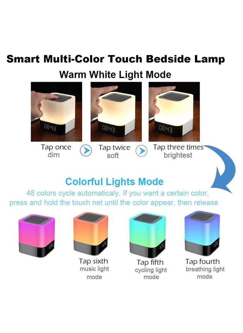 General - Night Light Bluetooth Speaker, Alarm Clock Bluetooth Speaker Touch Sensor Bedside Lamp Dimmable Multi Colour Changing Bedside Lamp - Image 1