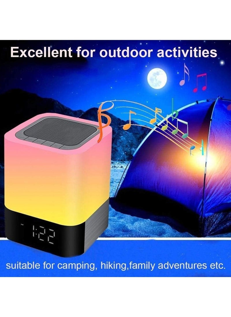 General - Night Light Bluetooth Speaker, Alarm Clock Bluetooth Speaker Touch Sensor Bedside Lamp Dimmable Multi Colour Changing Bedside Lamp - Image 1
