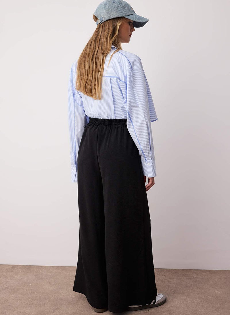 trendyol Black Wide Leg Woven Trousers TCTSS22PL0240 - Image 4