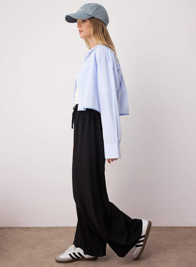 trendyol Black Wide Leg Woven Trousers TCTSS22PL0240 - Image 2
