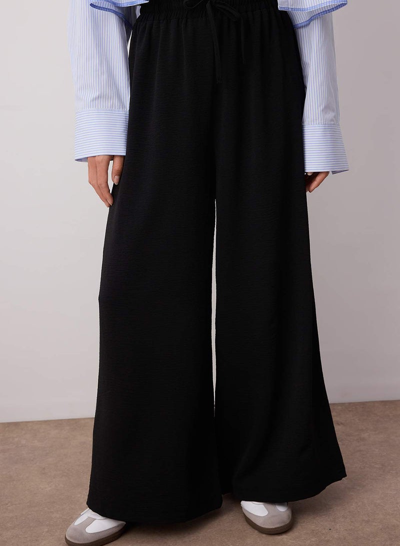 trendyol Black Wide Leg Woven Trousers TCTSS22PL0240 - Image 3