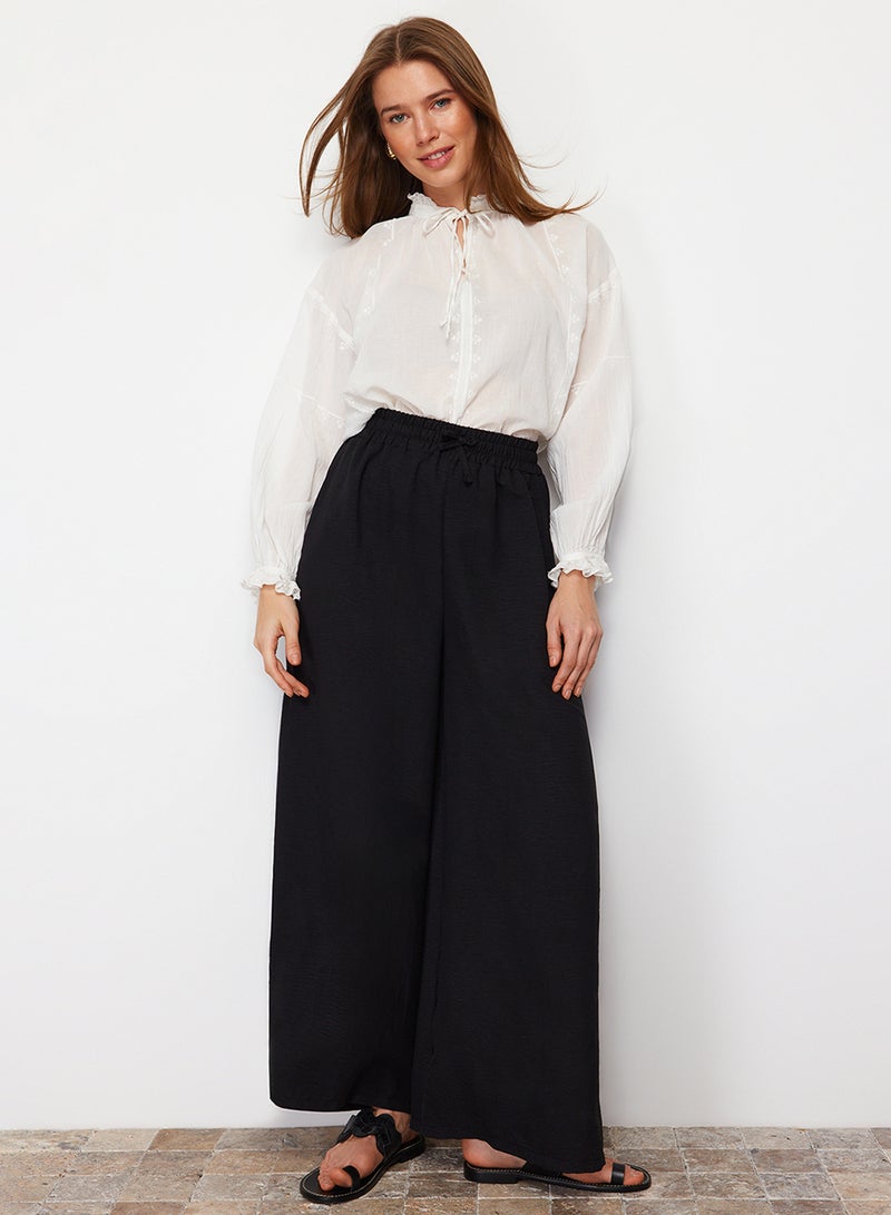 trendyol Black Wide Leg Woven Trousers TCTSS22PL0240 - Image 5