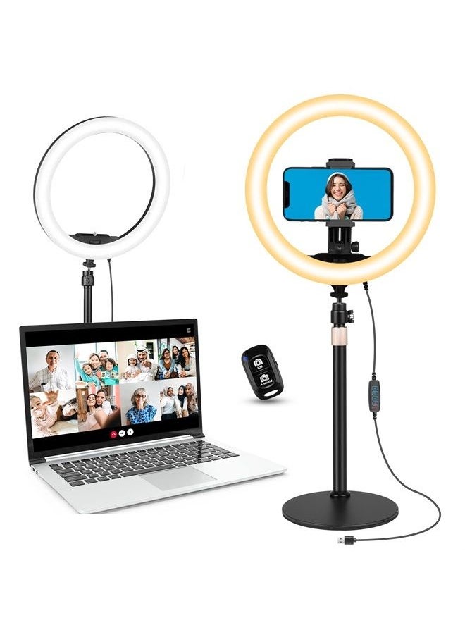 Sensyne Sensyne Desktop Ring Light for Video Conference Lighting, 10" Ring Light with Stand for Computer Zoom Meetings, Laptop Ring Light for Video Recording/Live Streaming/Make Up/Online Video Call 