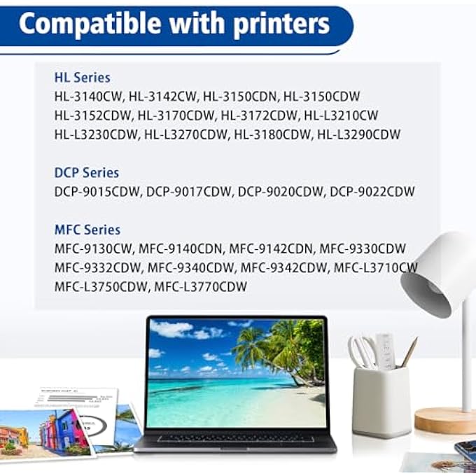 زجاجة حبر废 WT-220CL WT-223CL متوافقة لطابعة BROTHER DCP-9017CDW 9020CDW 9022CDW HL-3140CW 3170CDW L3210CW L3230CDW L3270CDW MFC-L3710CW L3770CDW 9130CW (BK) - Image 3