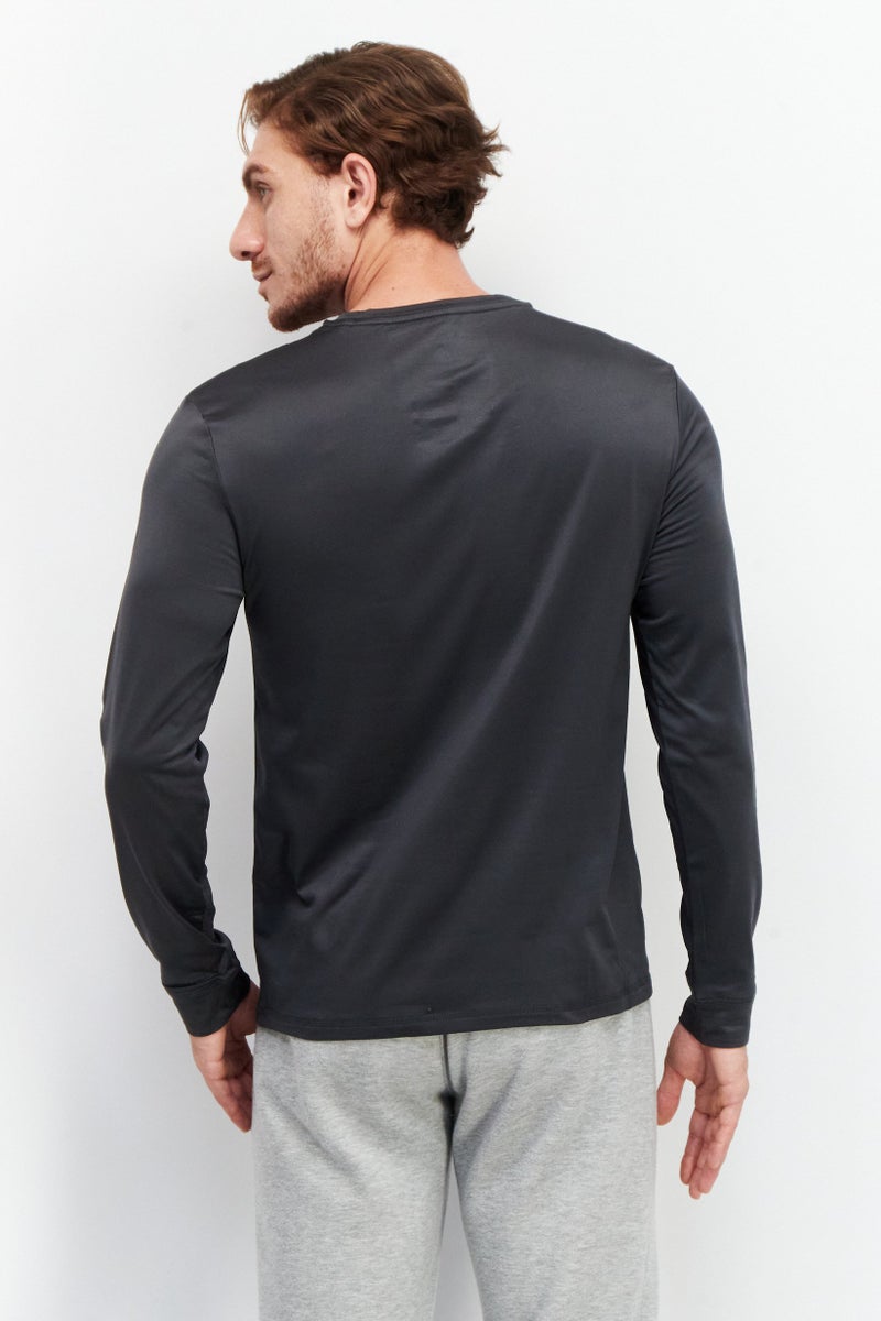 Rainforest Men Crew Neck Performance Base Layer Top, Charcoal - Image 2
