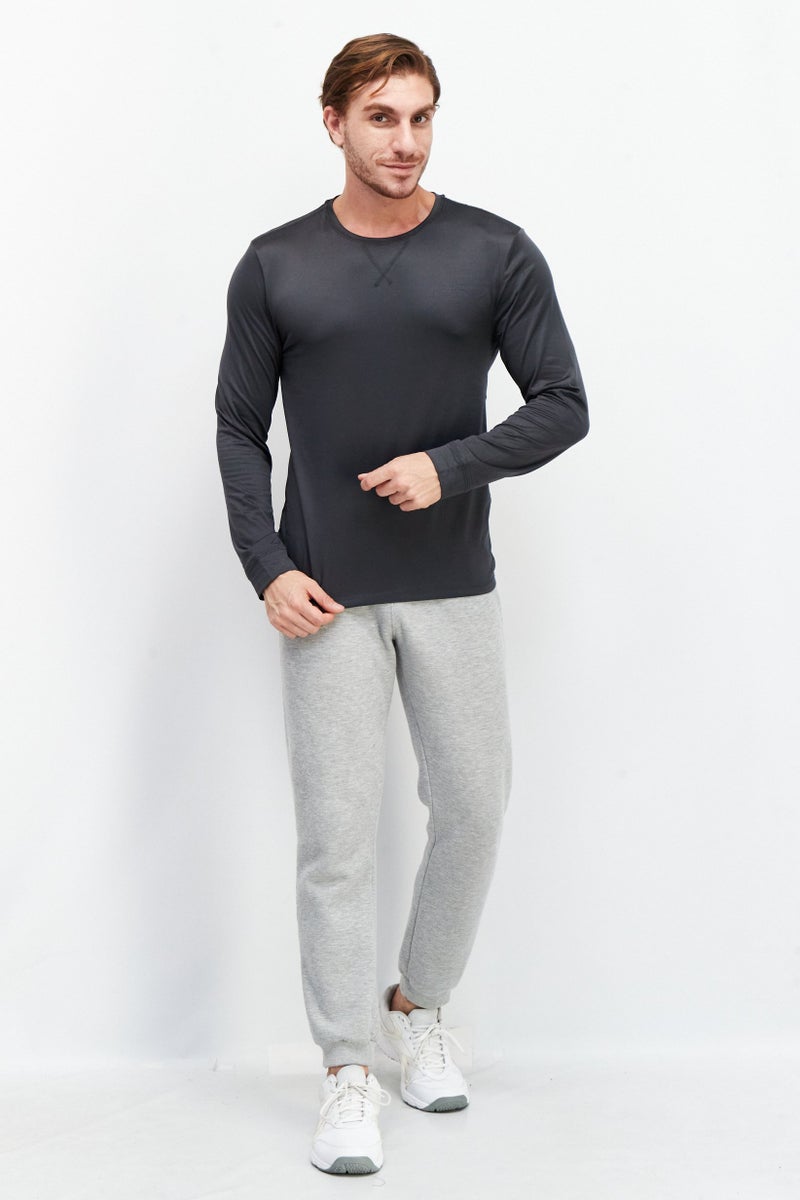 Rainforest Men Crew Neck Performance Base Layer Top, Charcoal - Image 3