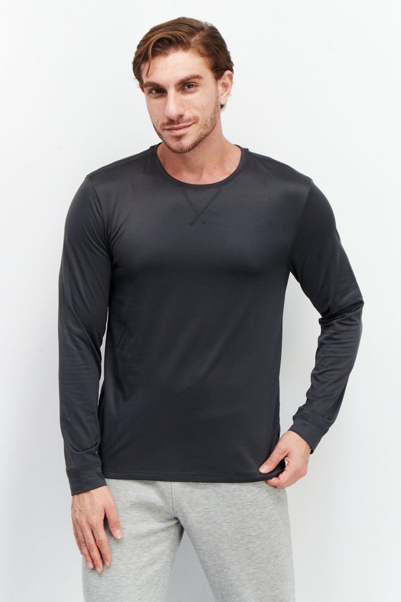 Rainforest Men Crew Neck Performance Base Layer Top, Charcoal - Image 1