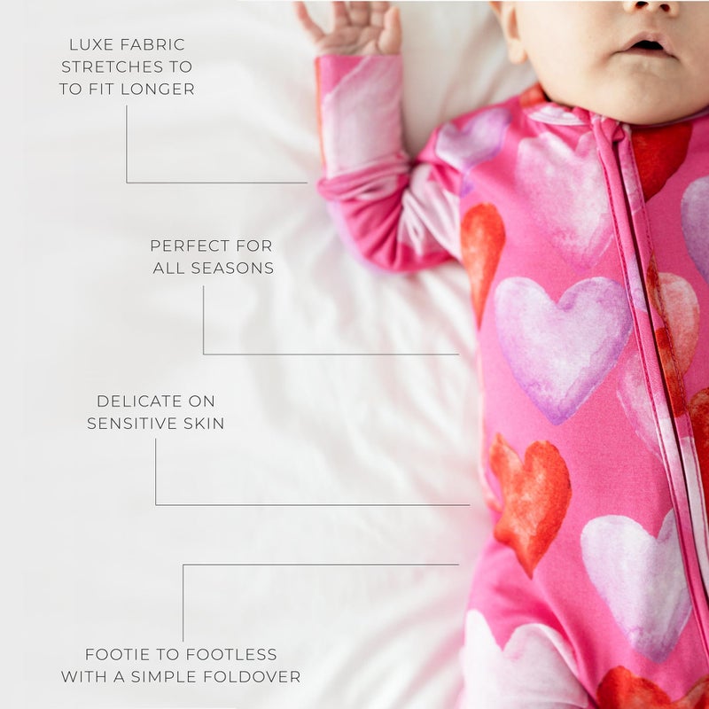 Posh Peanut Convertible Baby Sleepers - Girls Footless Baby Pajamas with 2 Way Zipper for Easy Diaper Changes - Posh Valentine, 0-3 Months - Image 4
