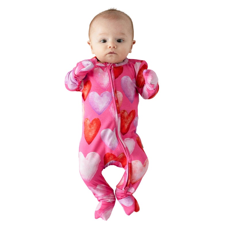 Posh Peanut Convertible Baby Sleepers - Girls Footless Baby Pajamas with 2 Way Zipper for Easy Diaper Changes - Posh Valentine, 0-3 Months - Image 1