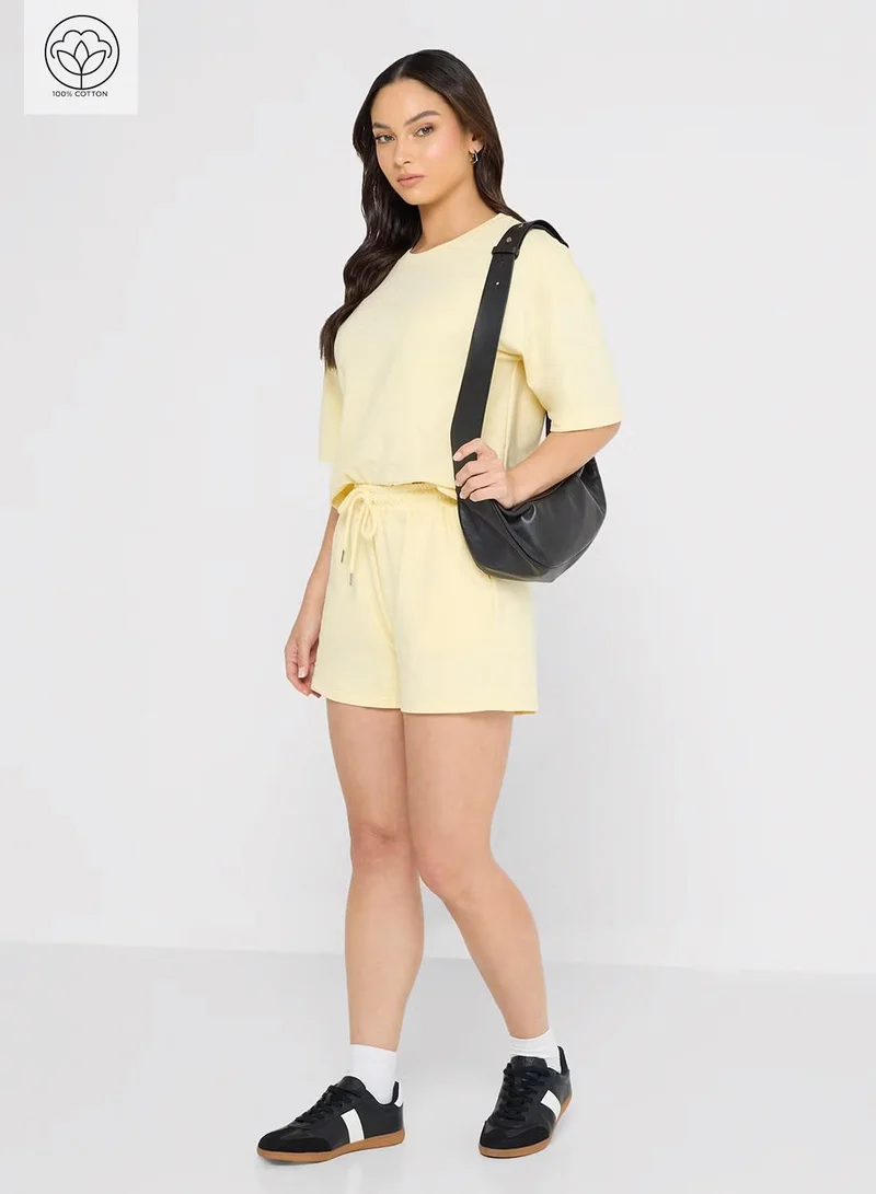 Ginger Basics Cotton Blend Oversize T-shirt &amp; Sweatshort Set