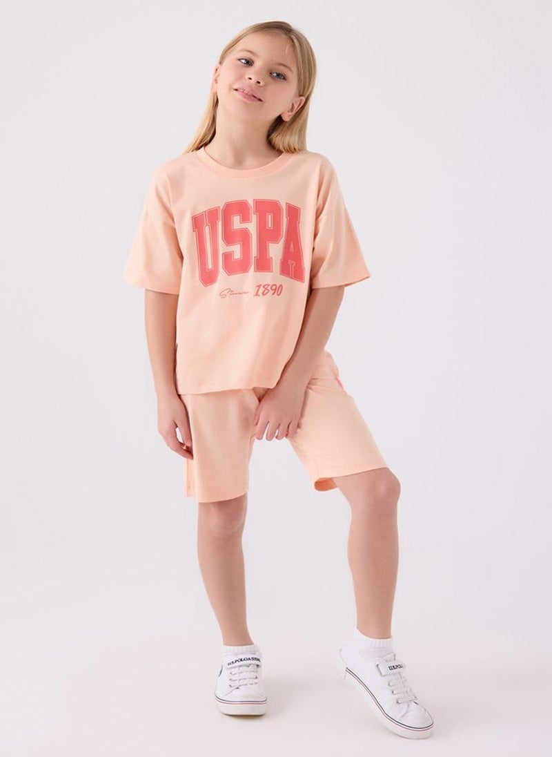 U.S. Polo Assn. U.S. Polo Assn. Girls Orange Bermuda Set  - Image 1