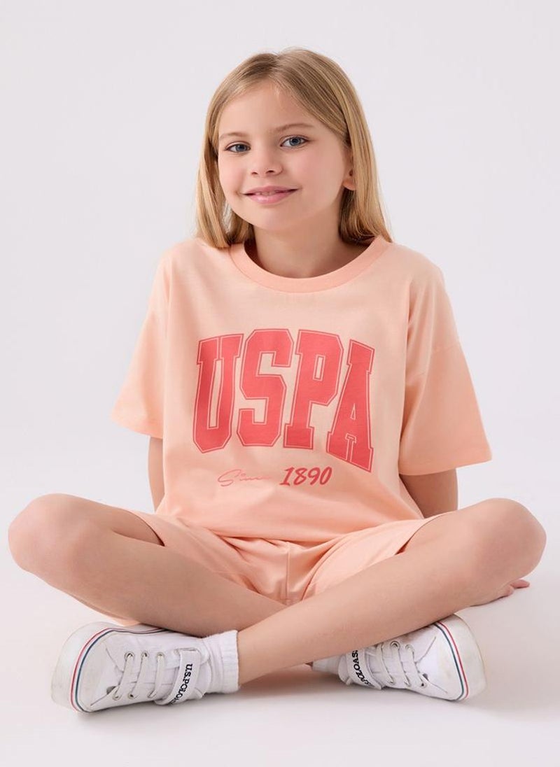 U.S. Polo Assn. U.S. Polo Assn. Girls Orange Bermuda Set  - Image 3