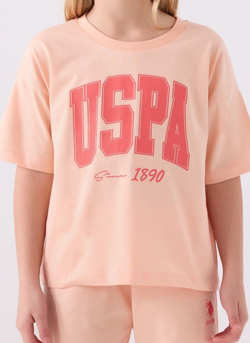 U.S. Polo Assn. U.S. Polo Assn. Girls Orange Bermuda Set  - Image 4